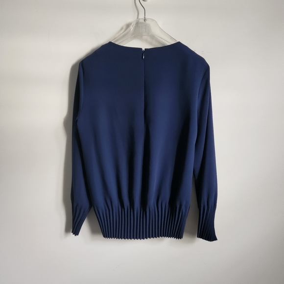 COS pleated hem cuff blouse navy blue sz 6 - Picture 5 of 5